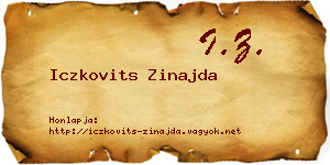Iczkovits Zinajda névjegykártya